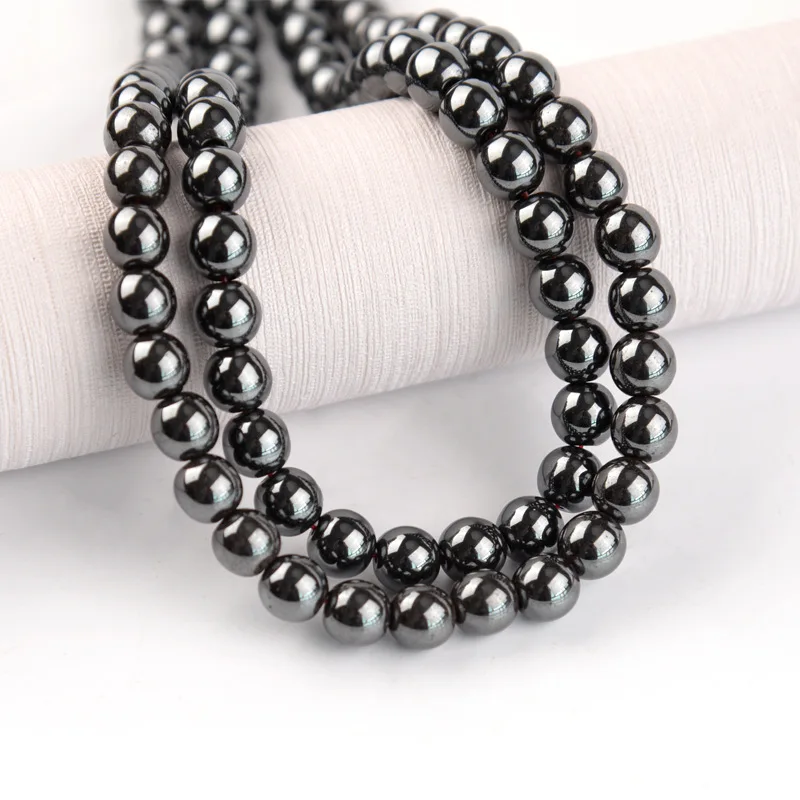 Natural Stone Hematite Round Beads Non Magnetic Gallstone Loose Beads Elegant Jewelry DIY Necklace Bracelet Jewelry 2-12mm