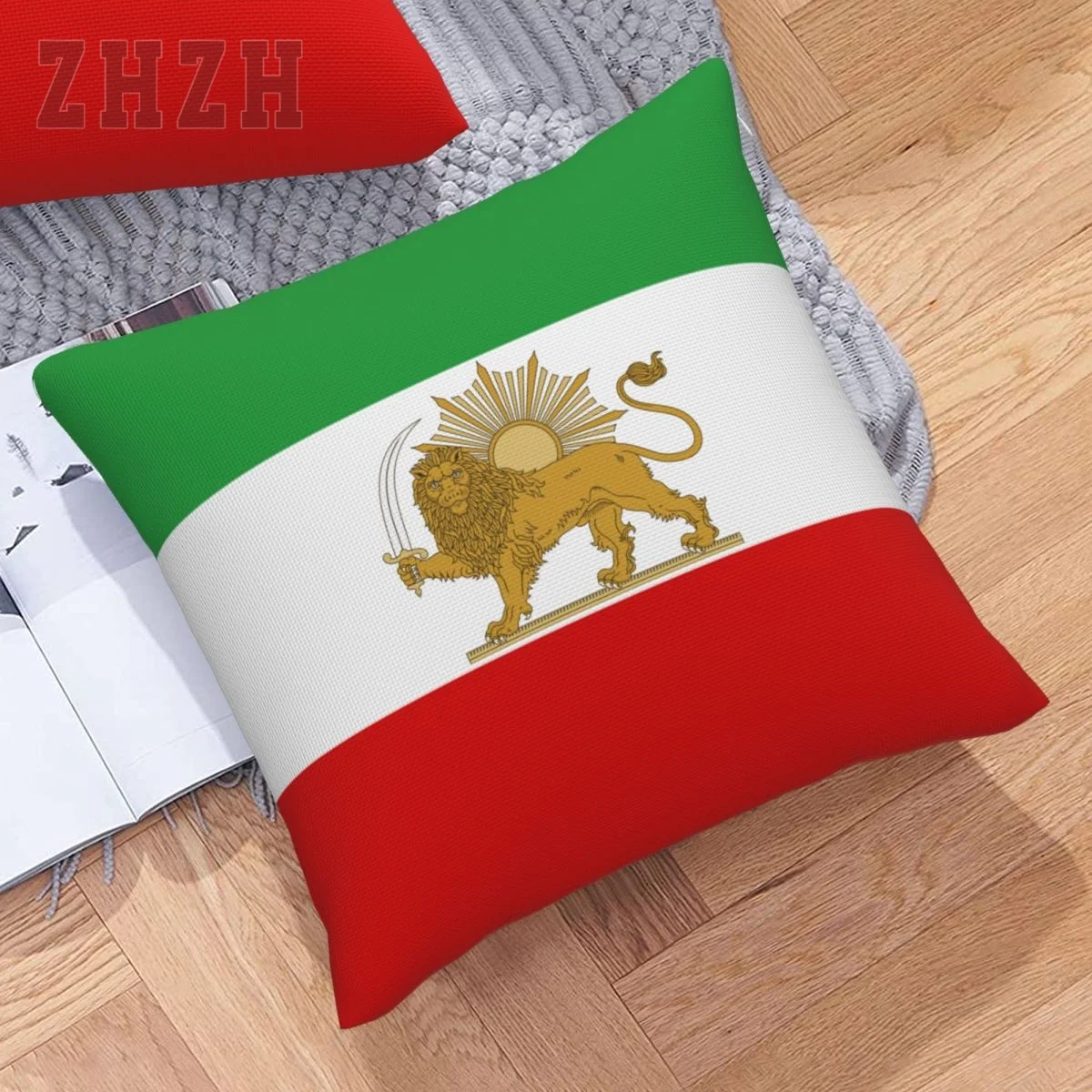 Linen Pillowcases Emblem Of Iran Lion And Sun Flag Of Iran Throw Pillow Cover Family Home Decor Sofa Car Waist Cushion