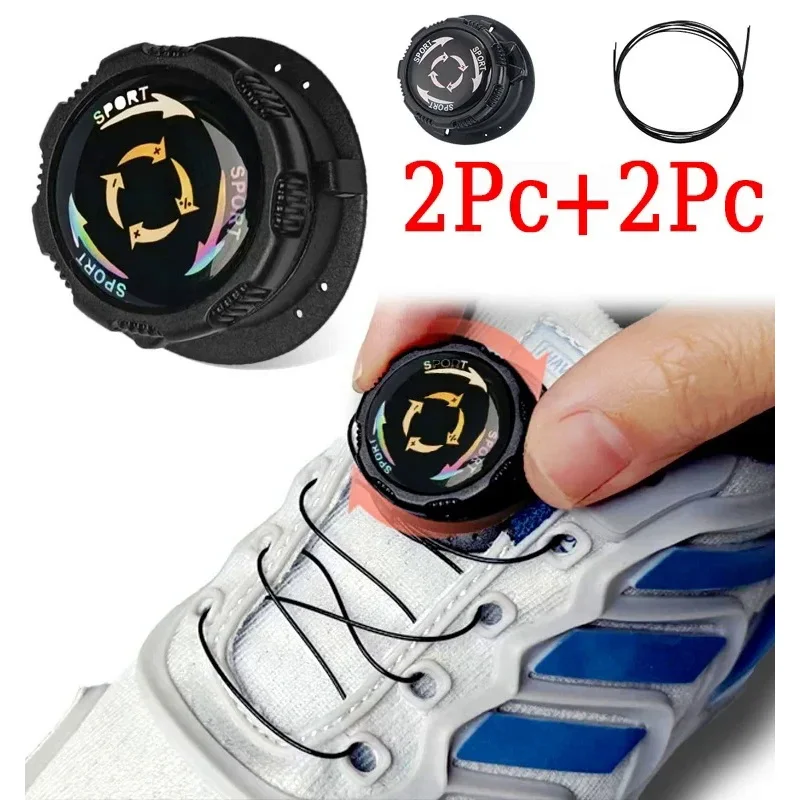 1pair Metal Wire Swivel Automatic Buckle Rope Sneaker ShoeLaces for Kids/Adult No Tie Shoe Laces Quick Lock Shoestrings Sneakers