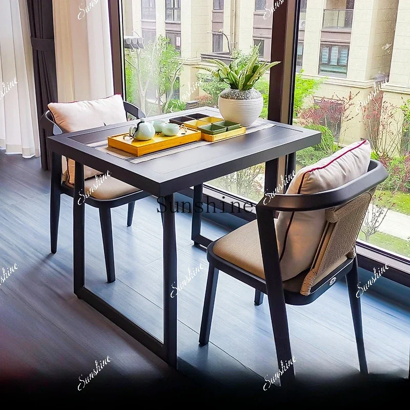 

Balcony leisure table and chair three-piece combination modern coffee table outdoor balcony small tea tableYY