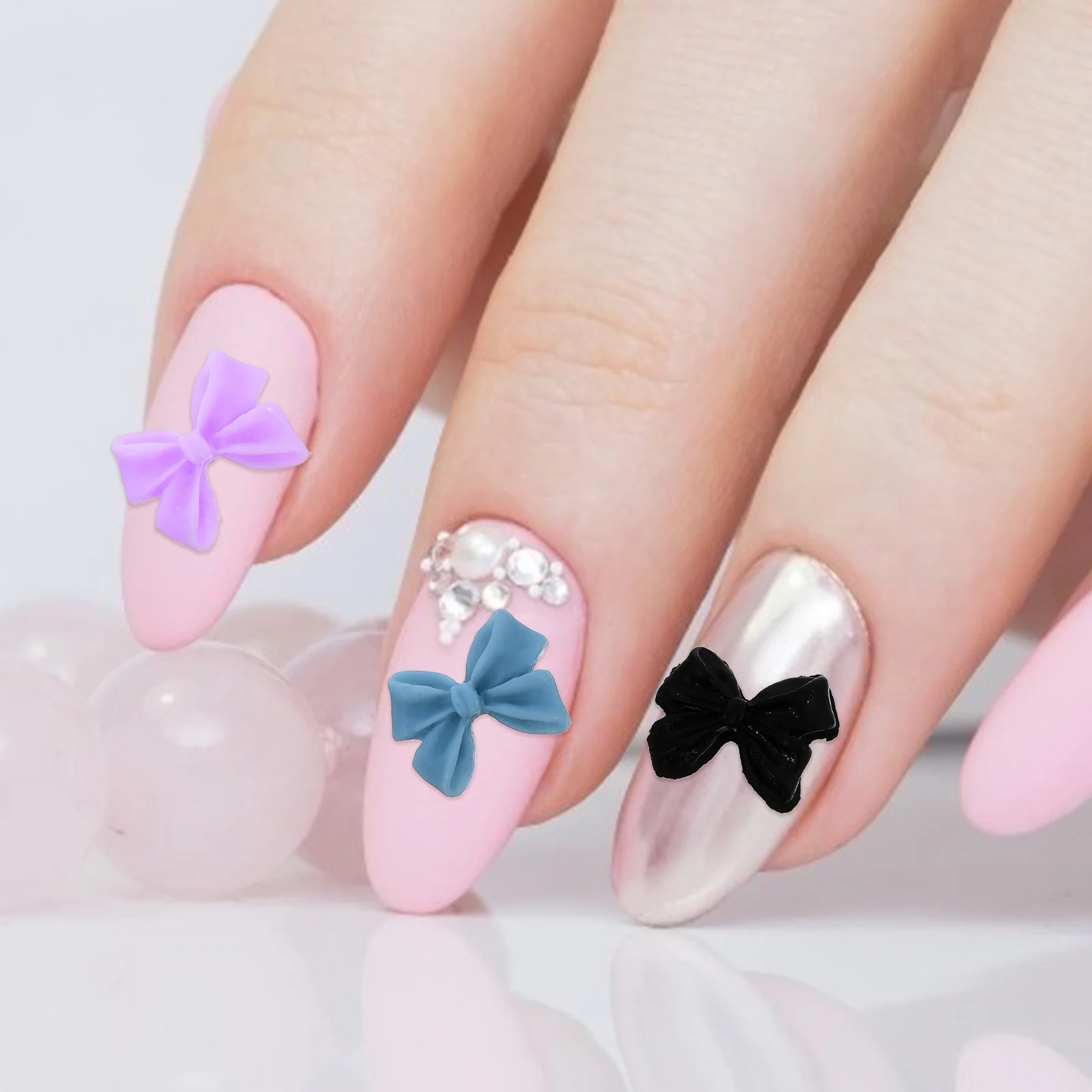 

30pcs Bow Nail Charms Resin Decorations for Women Fake Nails Manicure naments DIY Supplies Christmas Accessories