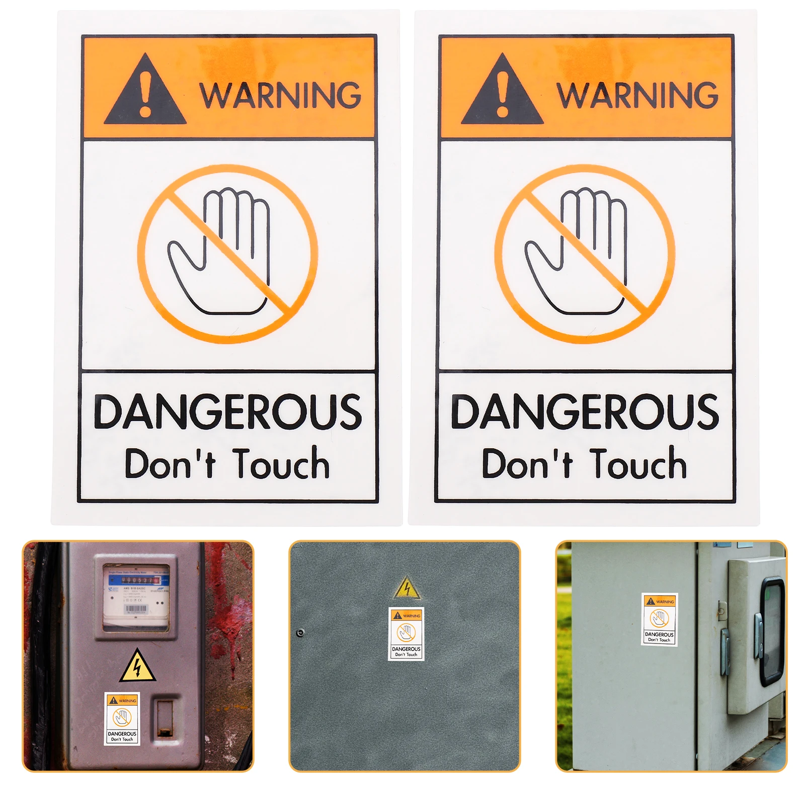 2pcs Do Not Touch Sticker Safety Warning Sign Decal No Touch Sign Self Adhesive Peel Security Caution Label Sticker For