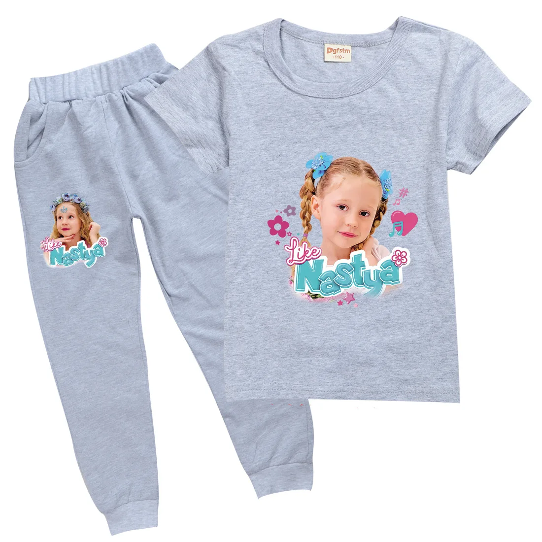 

Lovely Like Nastya T Shirt Kids Short Sleeve Sportsuits Baby Girls Summer T-shirt Jogging Pants 2pcs Sets Toddler Boys Outfits