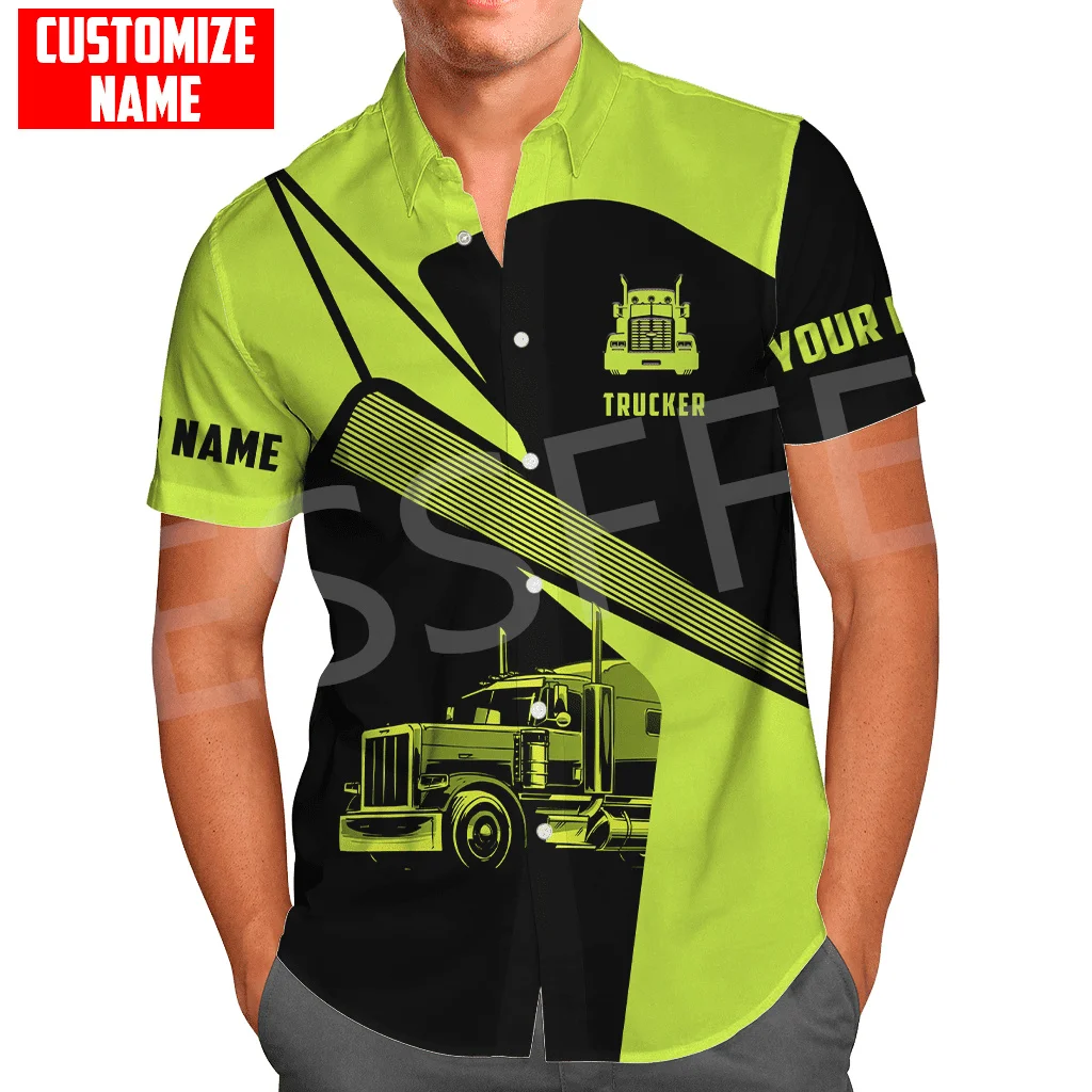 

Custom Name Truck Operator Cosplay Trucker Driver Worker Retro 3DPrint Beach Hawaiian Shirts Summer Harajuku Casual Streetwear A