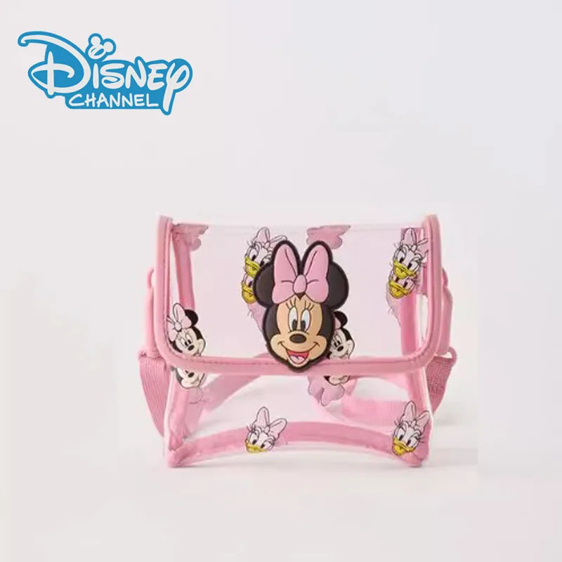 Disney's new cartoon Minnie, cute and fashionable mini transparent crossbody bag, trendy and versatile children's shoulder bag