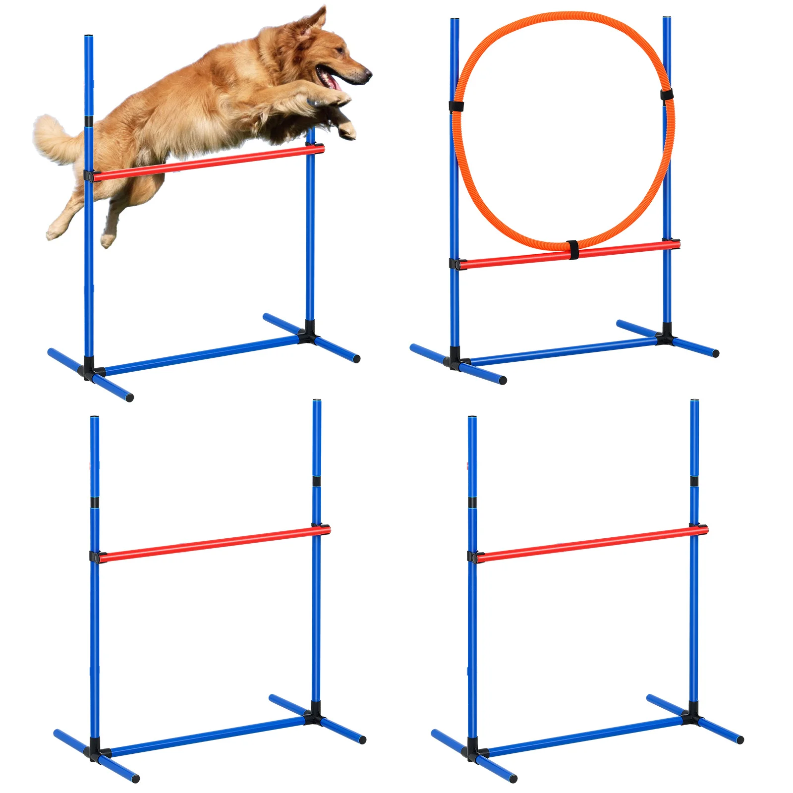 

VEVOR Dog Agility Training Equipment 4 PCS/5 PCS/7 PCS Set Upgrade w/ Hurdles Extended Tunnel Upgraded model/Singles bar model