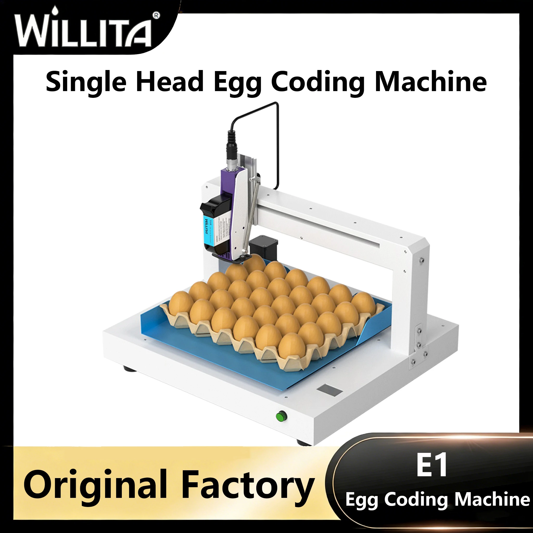 WILLITA Single Head Egg Coding Machine Intelligent Egg Inkjet Printer Automatic Continuous High Resolution for Expiry Date Logo