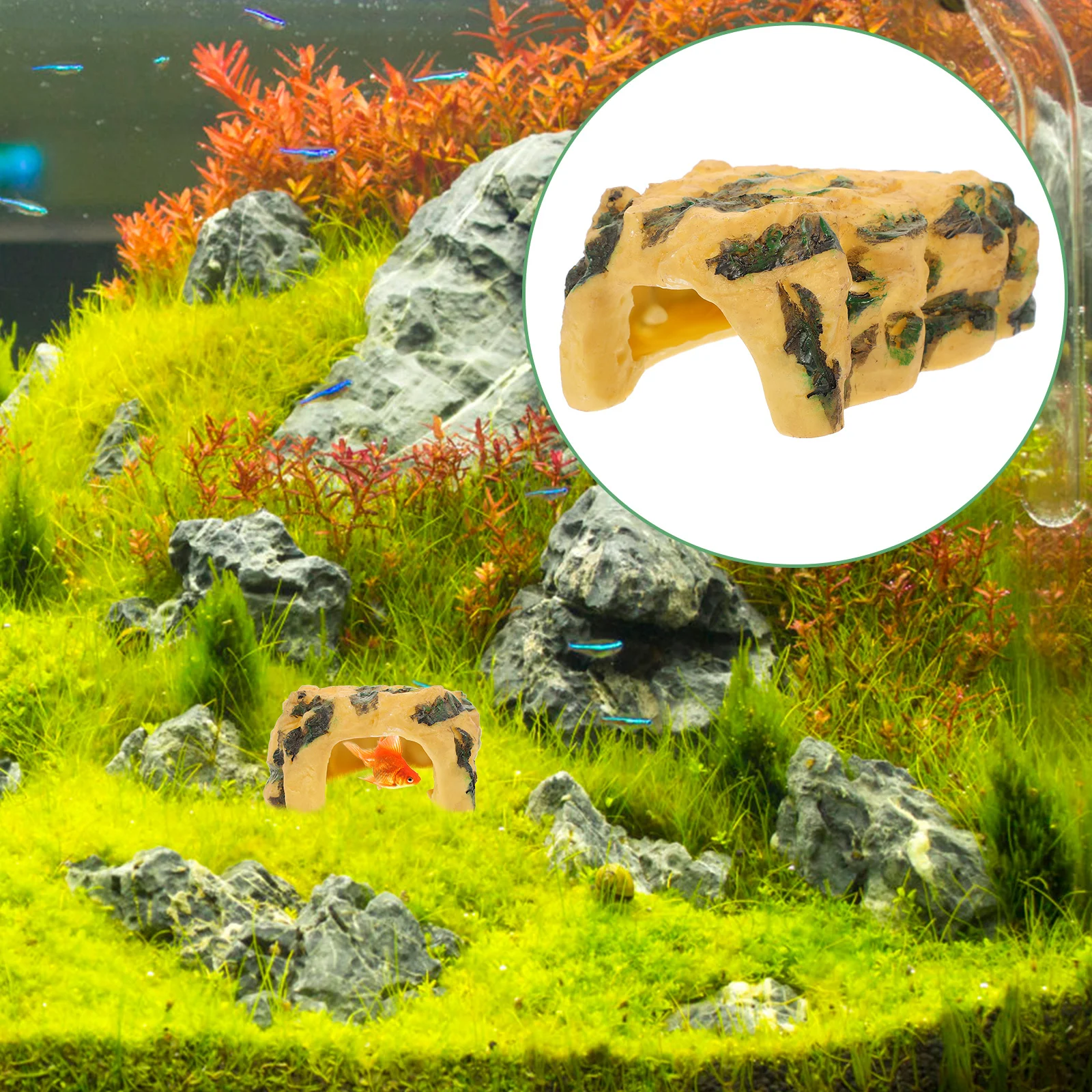Artificial Climbing Cave Realistic Turtle Habitat Fish Tank Accessory Gecko Playing Platform Stable Characteristics