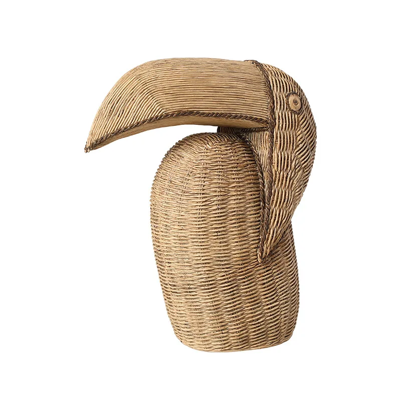 Wabi-**** retro style abstract rattan pattern beak bird resin ornament model room homestay porch TV cabinet creative decoration