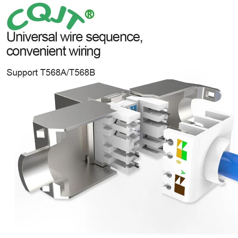 Módulo keystone blindado stp sem ferramentas rj45 cat8, adaptador de acoplador de rede de liga de zinco cat7 cat6a cat6 cat5e com travamento automático