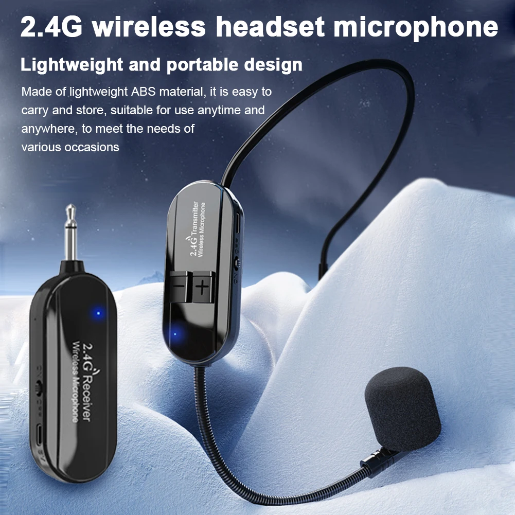 2.4G Wireless Microphone Headset 3.5MM Wireless Headset Mic for Voice Amplifier Speaker Karaoke Teaching Meeting Singing