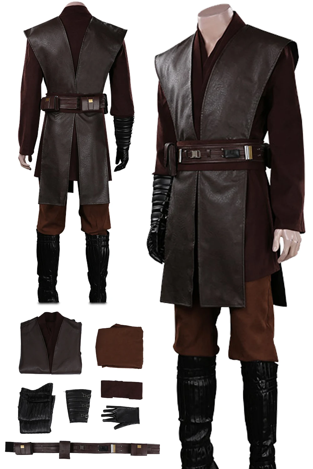 Anakin Cosplay Costume Movie Space Battle Knight Outfits Halloween Carnival Party Disguise Roleplay Suit For Men Male Adult