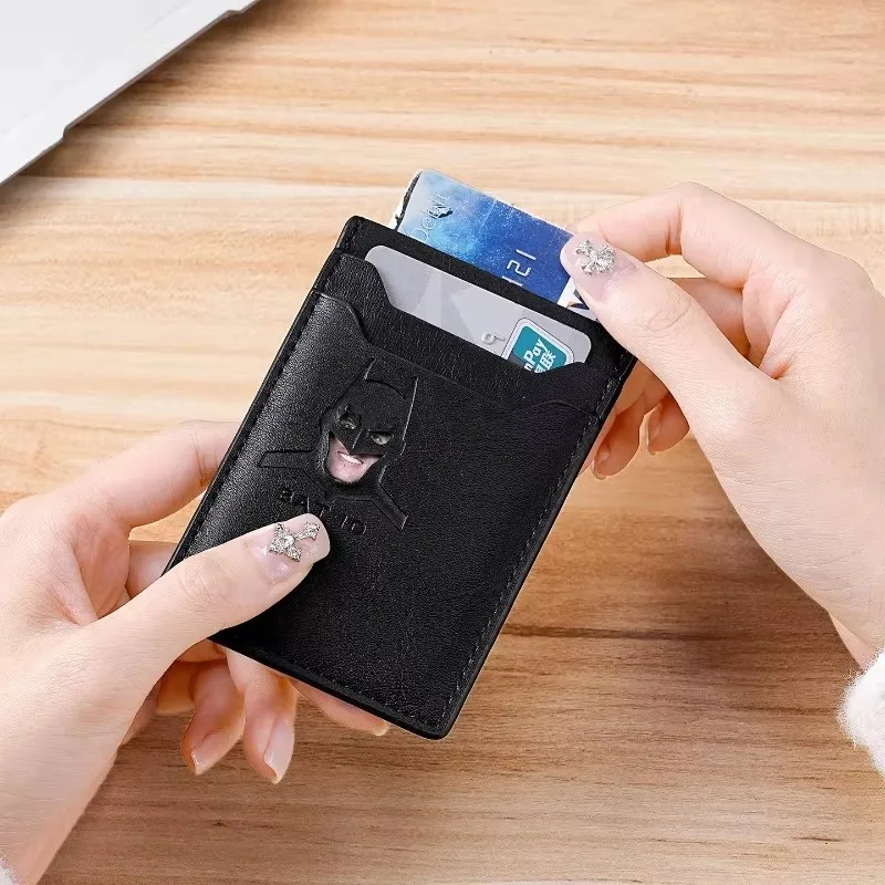 Bat ID Wallet For Men Leather Slim Card Holder Case Cover With Cutout Superhero Face Eyes Mask Gift For Husband Teens Boy Friend view 6