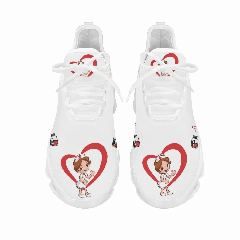 Belidome Medical Women's Shoes Cute Cartoon Nurse Design Shoe Casual Lace Up Nurses Sneakers Mesh Running Footwear Enfermera