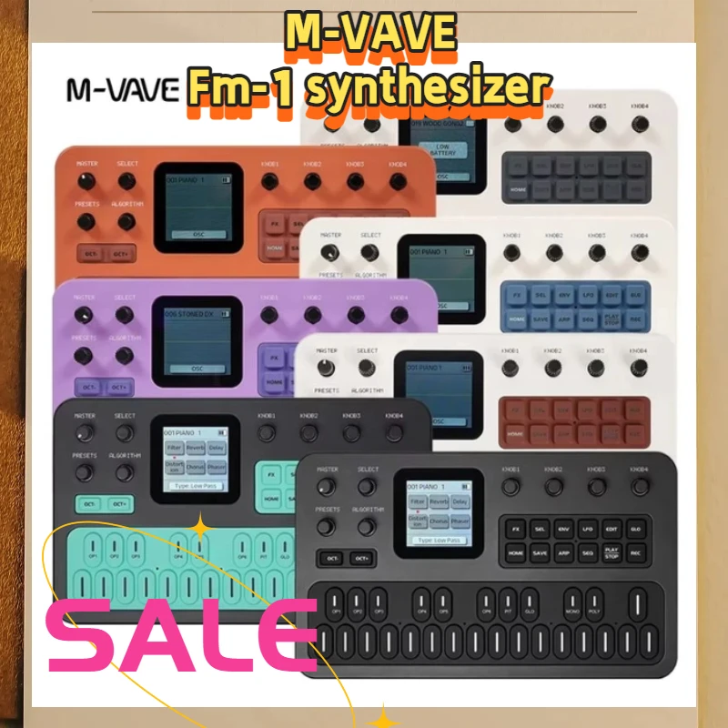 M-Vave Fm-1, synthétiseur FM portable, pédale d'effets, batterie 12h, 6 opérateurs, 32 algorithmes, 128 presets, haut-parleur intégré, Bluetooth, MIDI