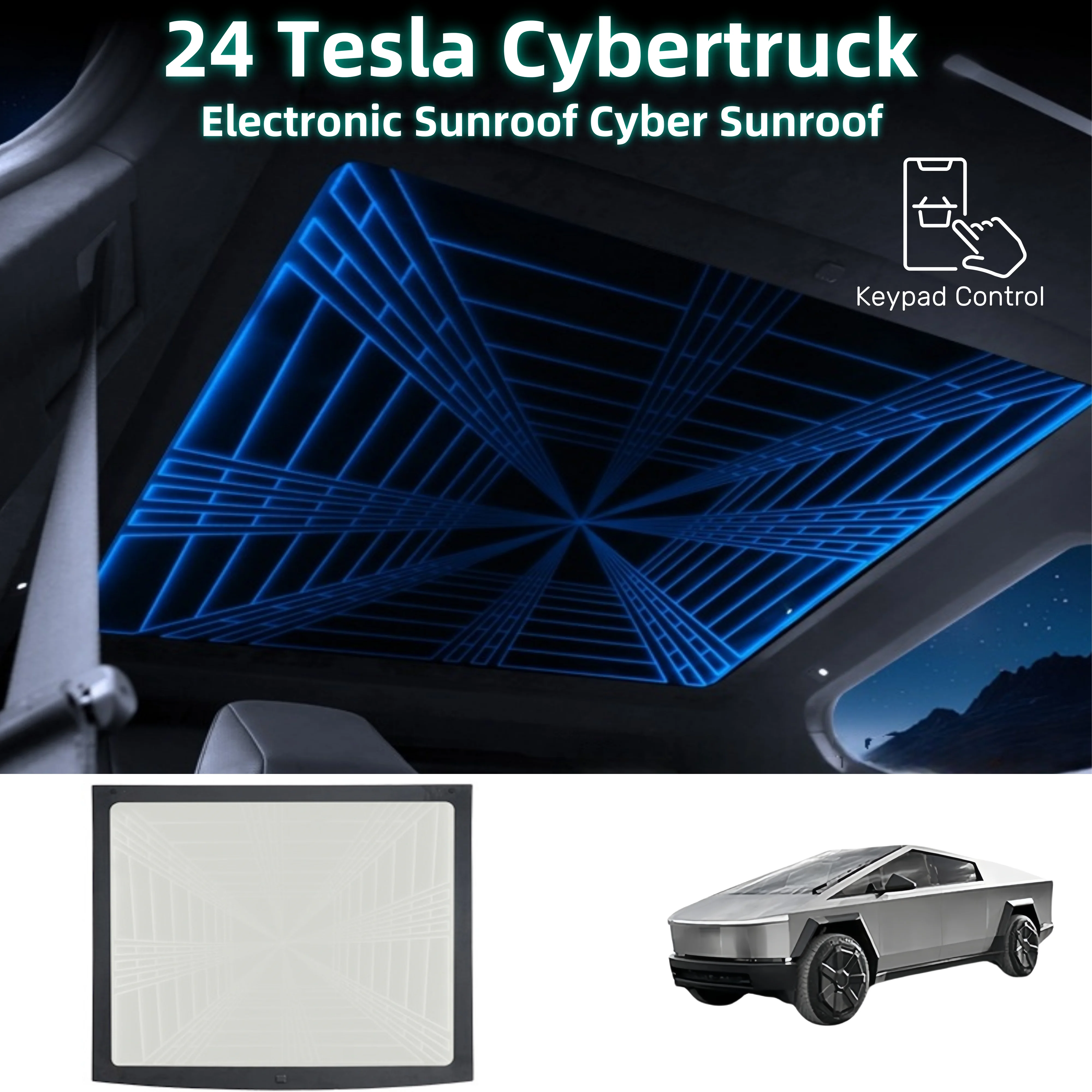 

For Car Accessories 24/25 Tesla Cybertruck Electronic Canopy Cyber Sunscreen Sunroof Sunshade Smart Sunshade