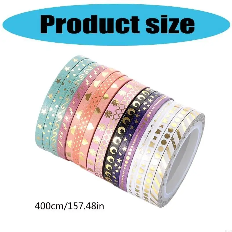 H37B 16 Roll glitzernder Washis Tape Dekorative Tape Handkontakte Künstler Klebeband für Scrapbooking Dekoration