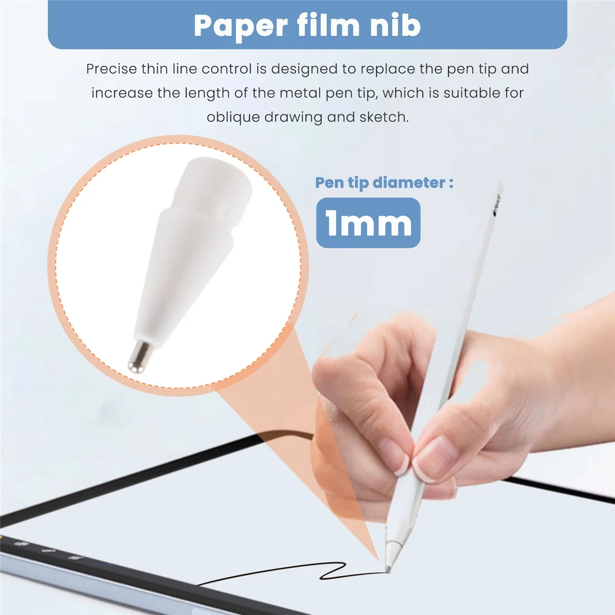 2 Pack Pencil Tips for Apple Pencil 1St Gen and 2Nd Gen/ iPad Pro Pencil,1mm No Wear Out Fine Point Precise Control Nibs