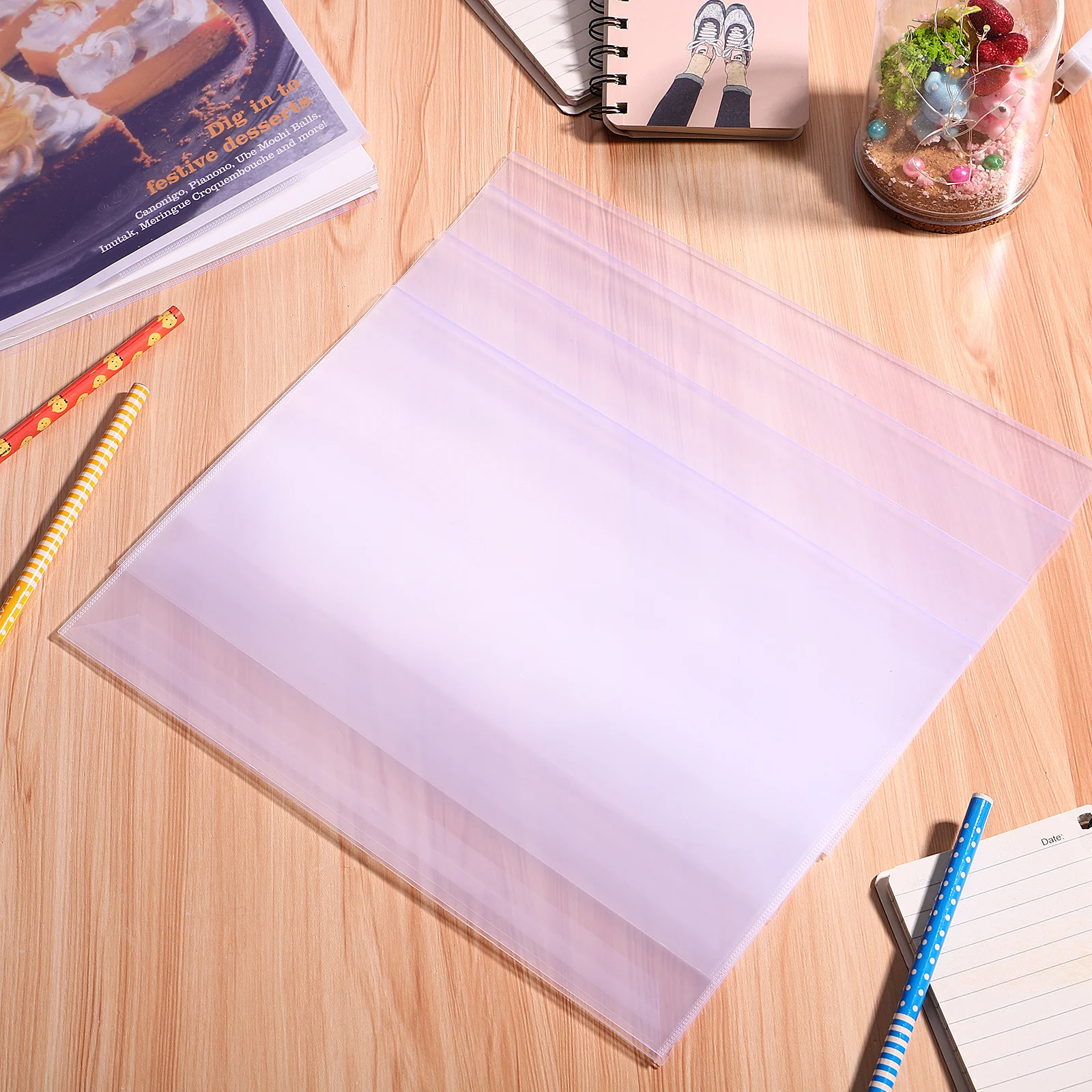 5Pcs Waterproof Book Covers Clear PP Plastic Protective Textbook Covers Easy Apply Reusable Transparent Book Film for School Art