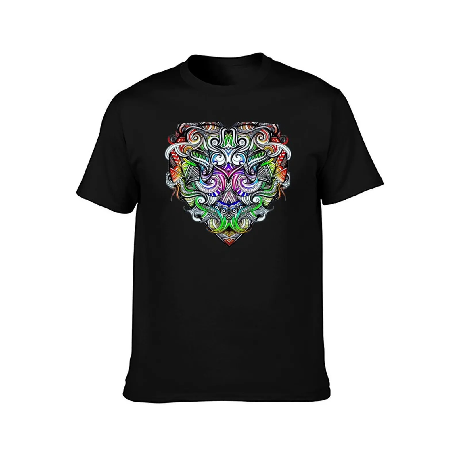 One Love Colorful Rainbow Hand Drawn Heart Design T-Shirt, Summer Casual Cotton Tee, Oversized Streetwear Tops, Unisex Men Women