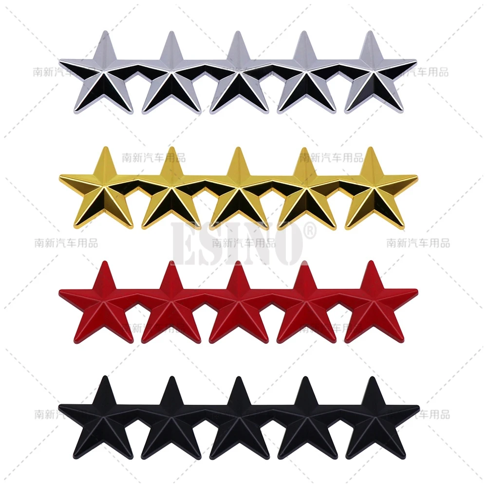 3D Five-pointed Star Metal Alloy Adhesive Emblem Trunk Badge Fender Sticker Body Decal