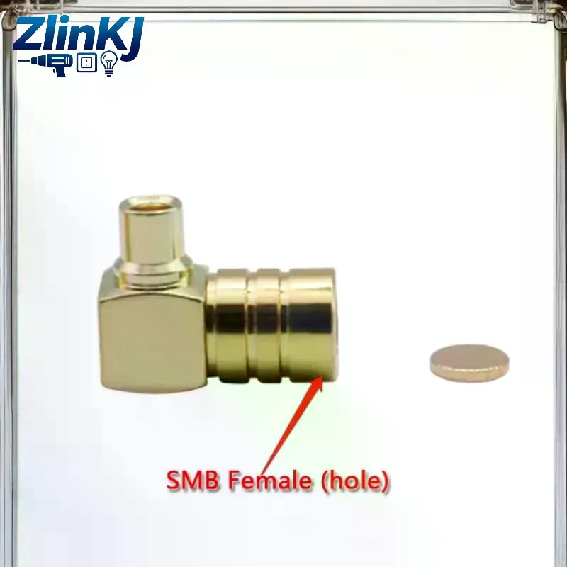 1Pcs Gold Copper 50ohm RF Connector SMB Female 90 Degree Right Angle Type L Solder For Semi-Rigid RG405 RG086 0.086