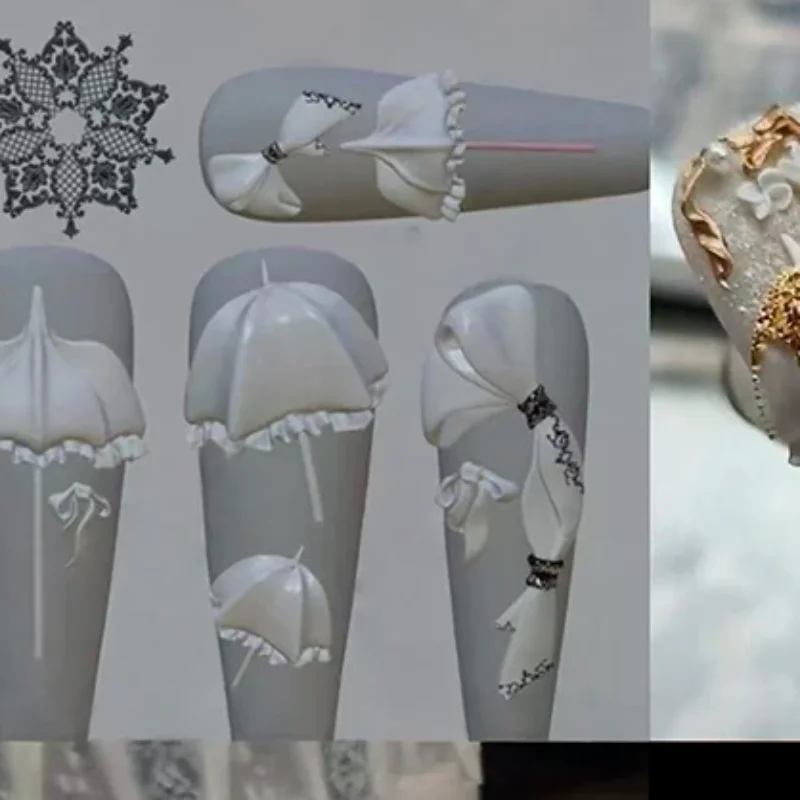 

1Pcs Silicone Nail Mold Cartoon Dream Lace Umbrella 3d Nail Jewelry Artistic And Creative Nail Mold