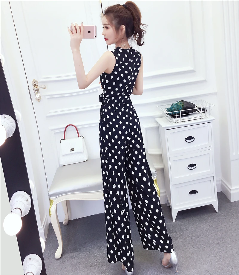 2024 Summer Woman Long Jumpsuits Elegant Sexy V-Neck Print Top & High Waist Pants Set New Fashion Casual One Pieces