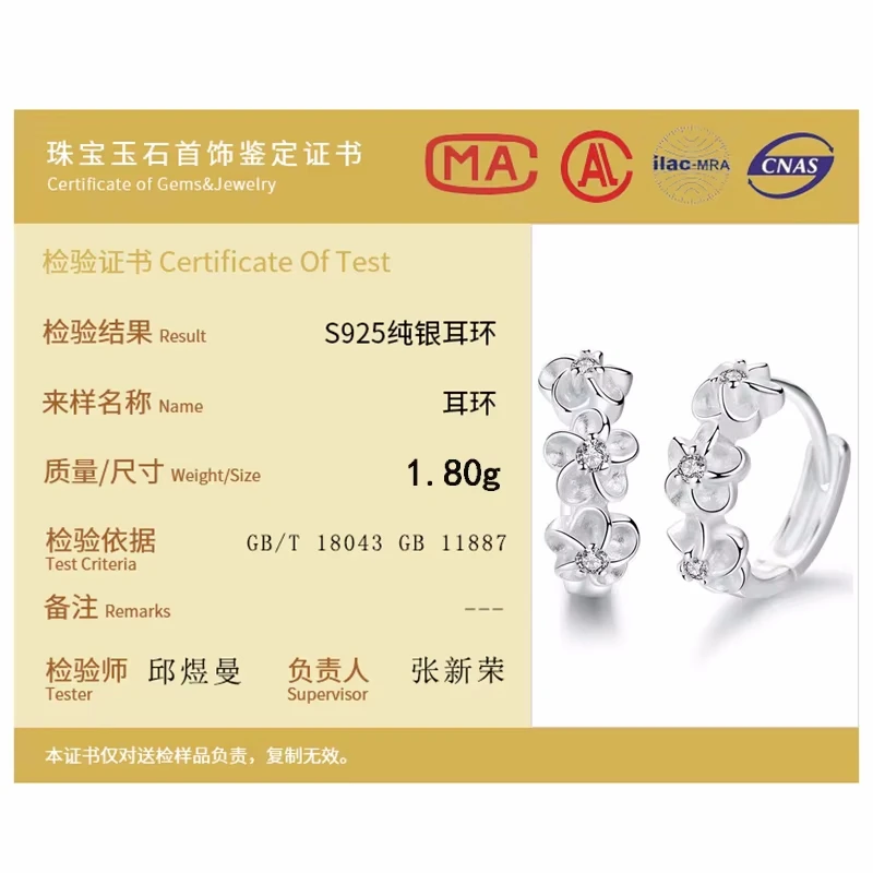 925 Sterling Silver Small Rose Flower Round Hoop Earring AAA Zircon For Women Female Charm Engagement Wedding Jewelry image 6