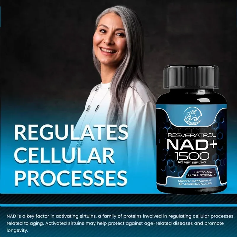 NAD-Ergänzungsmittel, 1500 Milligramm Resveratrol mit NAD-Ergänzungsmittel, Neuheitsergänzungsmittel, Supportingcell Health60 Kapseln