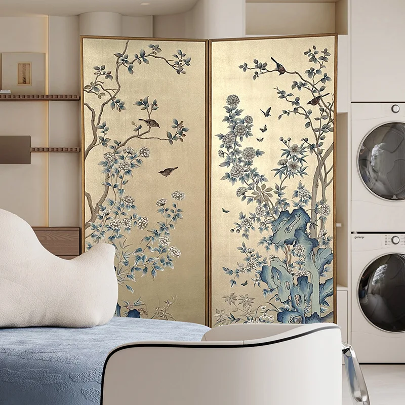living room entrance background wall lacquer painting folding partition tea room restaurant entry blocking hand painting