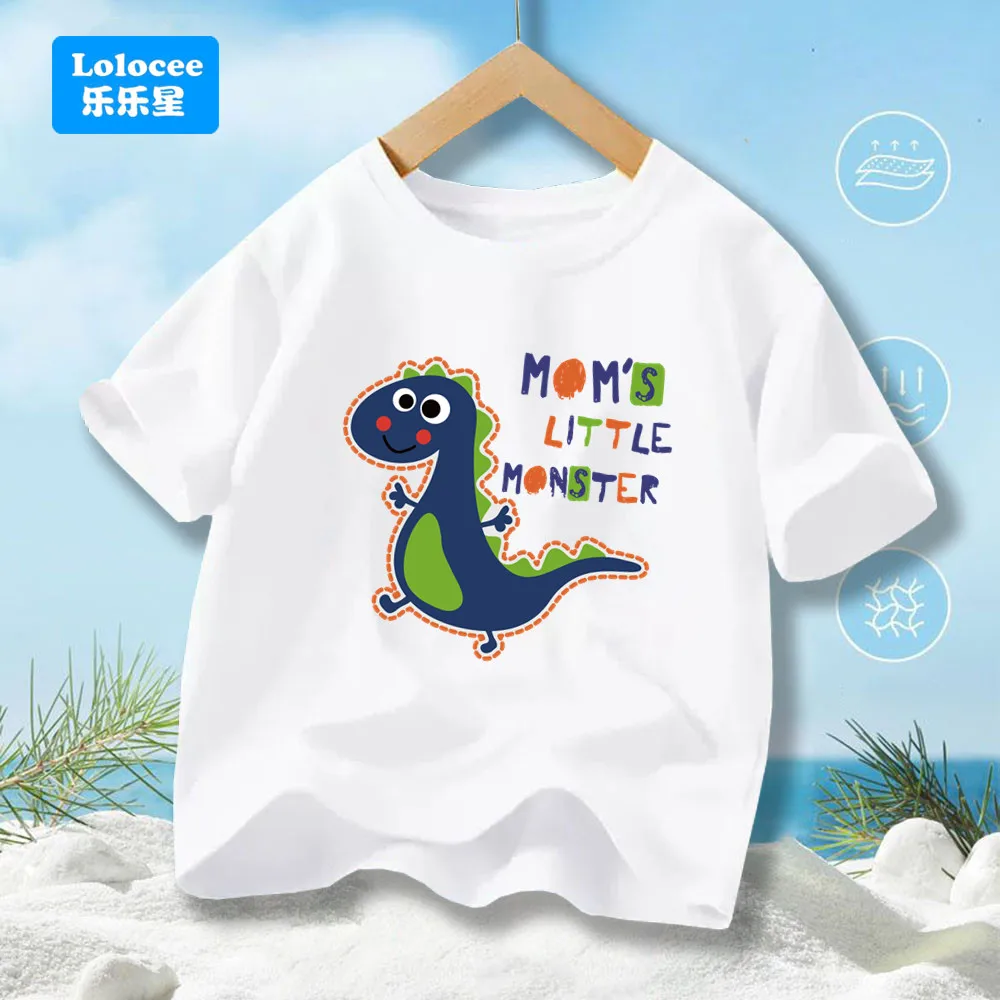 2023 sommer Kinder Jungen Shorts Hülse T-shirts Cartoon Dinosaurier Baumwolle Kleinkind Jungen Tops 3-14Years Baby Jungen Tees KL1