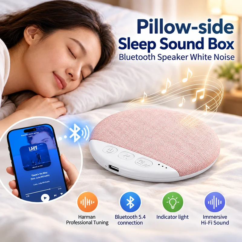 Under Pillow Stereo Mini Speaker 5.4 Hifi Sound Machine Timer Sleep Bedroom Rest Quality Multi Functional Bluetooth White Noise