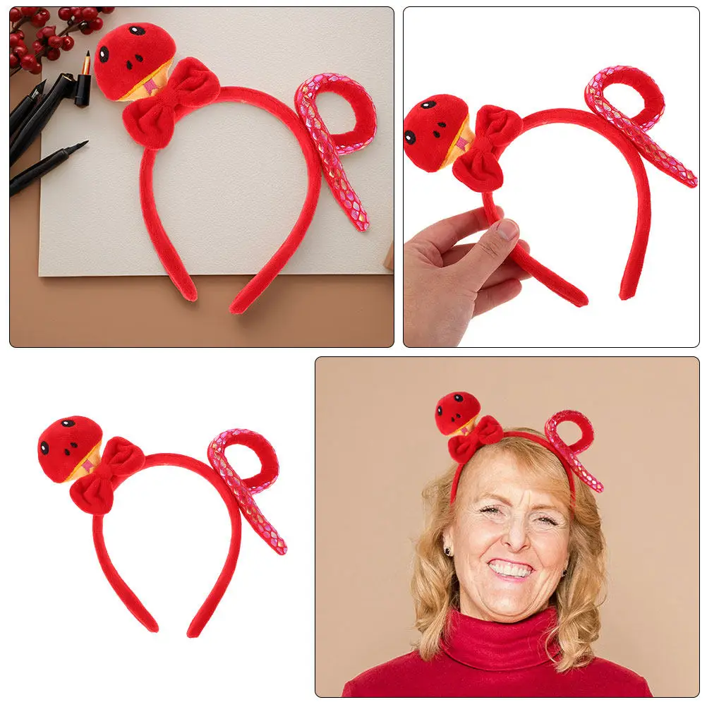 2Pcs Cute Snake Year Headband for Women Soft Comfortable Animal Hair Accessory Party Birthday Wedding Spring Festival Decoration