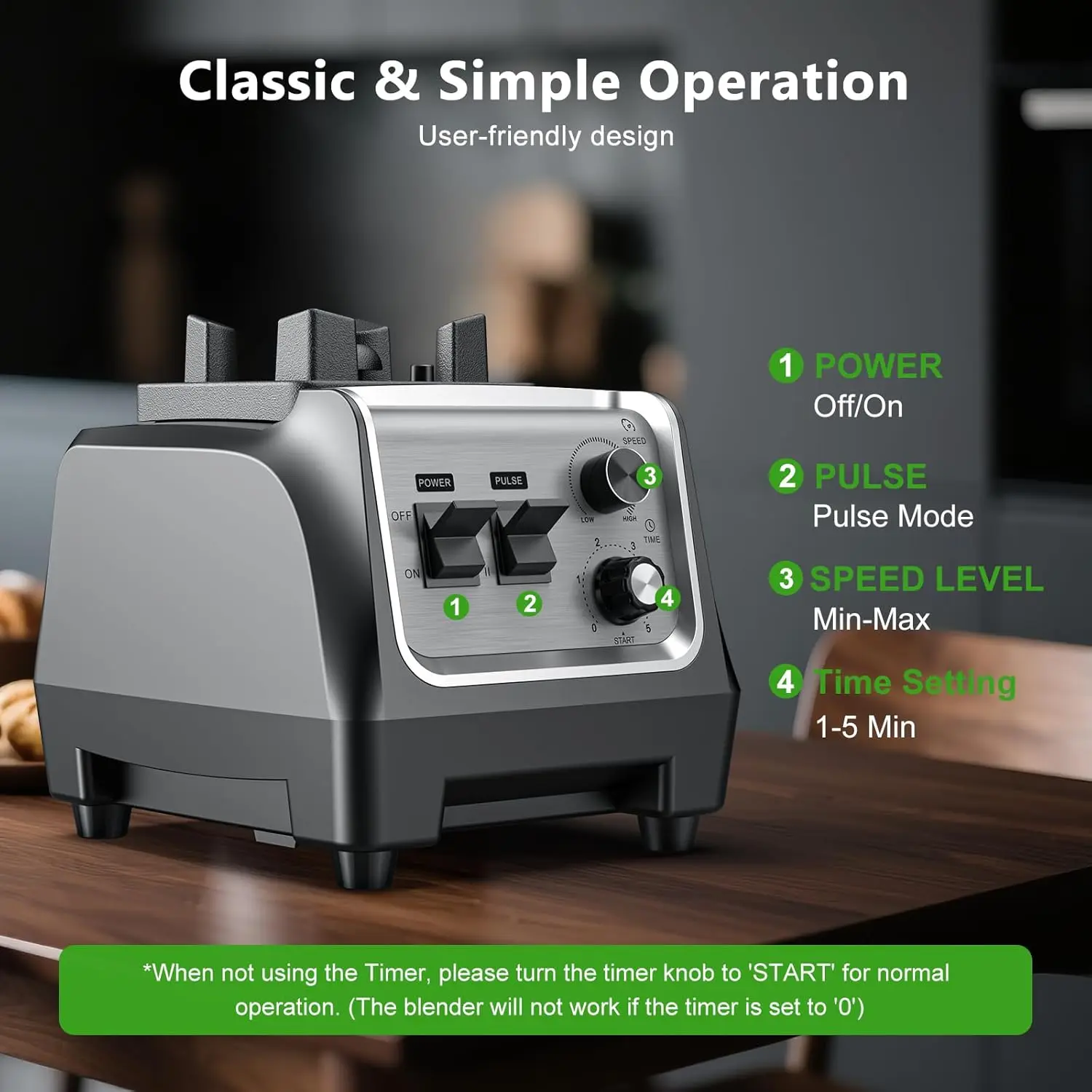 Blender for Smoothies with 1800 Watt Motor Powerful Countertop Blenders for Kitchen 70OZ Large Capacity Smoothie Blender and Gri