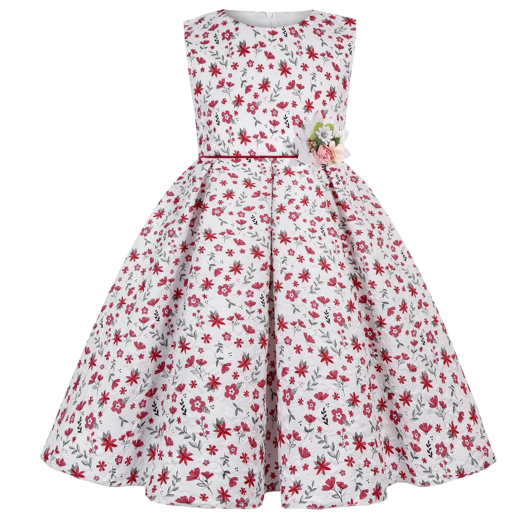 

Crushed Flower Girls Dress 2025 Summer Sleeveless Bow Girls Princess Dress Birthday Party Gifts 2-10 Years Children's Clothing