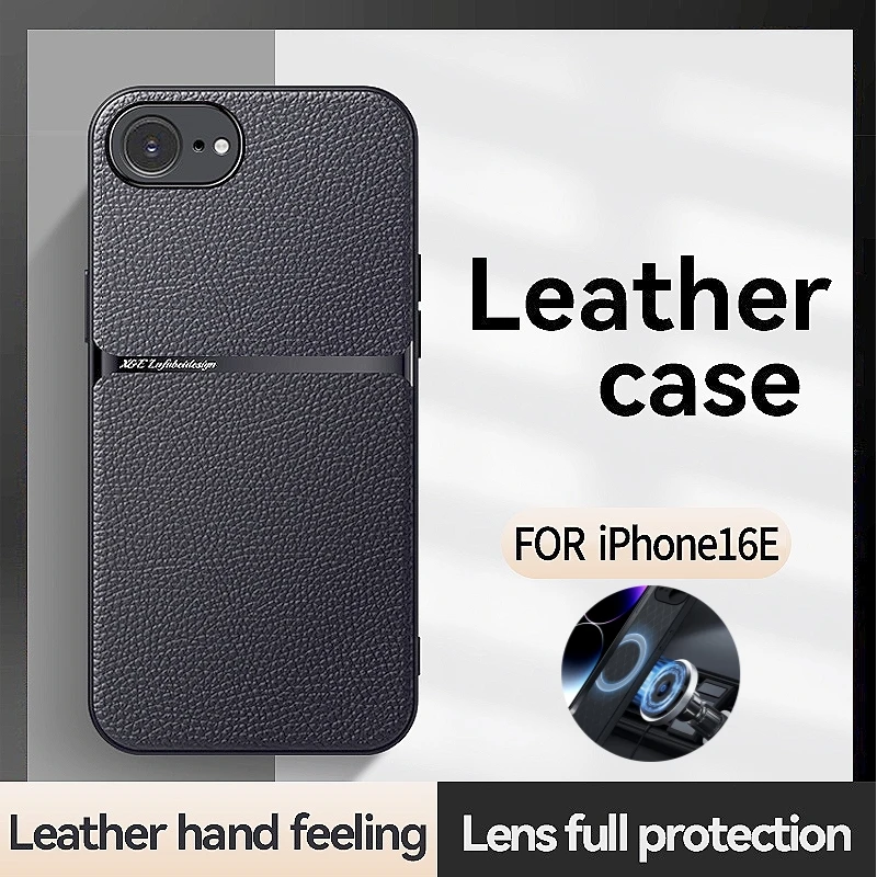 

Luxury Leather Funda For iPhone 16e Case Car Magnetic Holder Phone Cover For iPhone 16 e iPhone16e 2025 Shockproof ProtectCoque