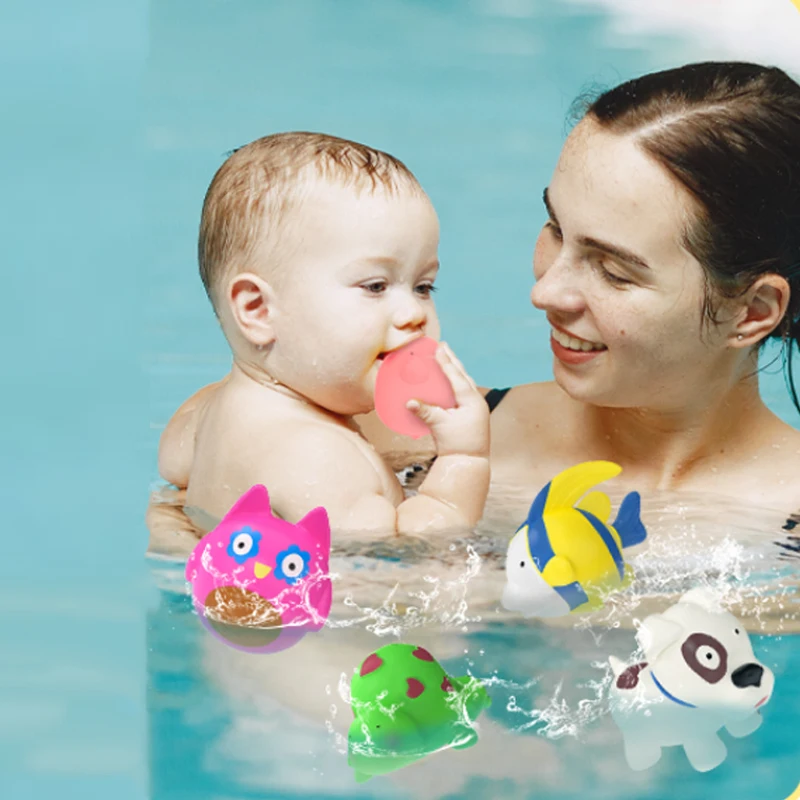 لعبة حمام الطفل غير المسامية ألعاب مياه السباحة لينة المطاط لطيف الحيوانات الكلب القط الأسماك خنزير السلاحف الاطفال الأطفال هدايا مضحكة