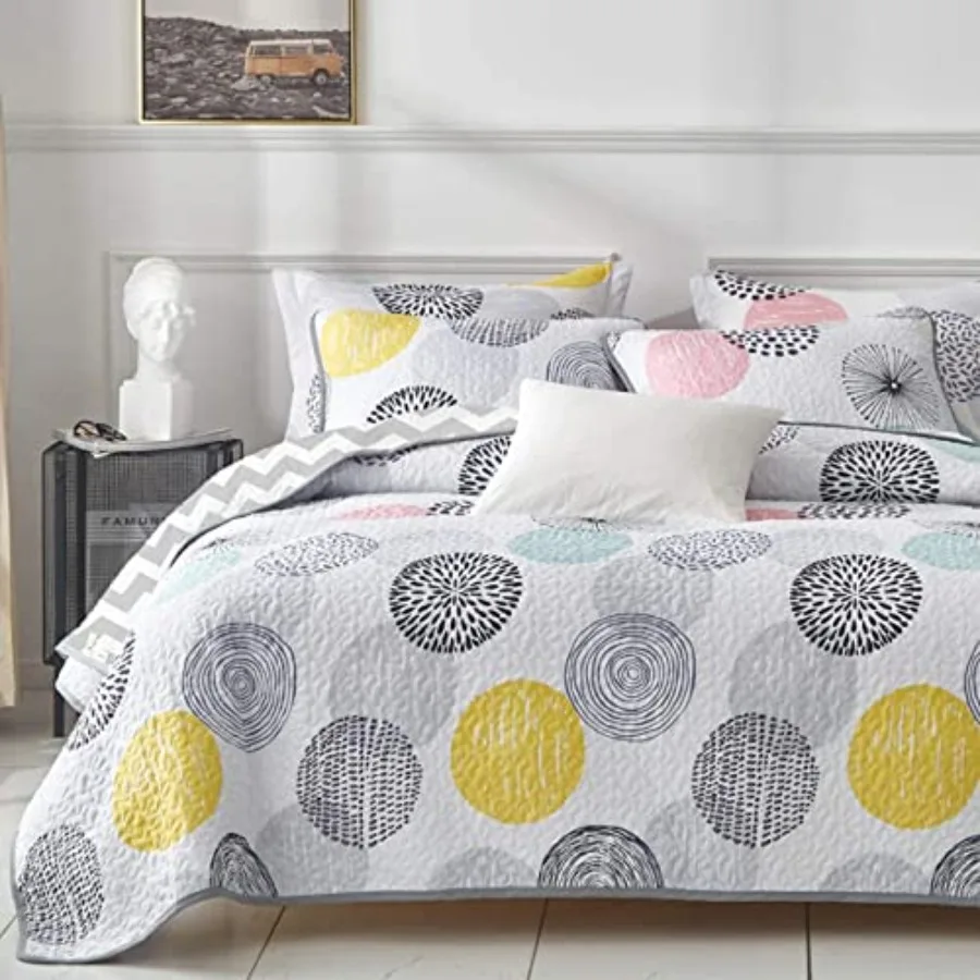 

Size Reversible Quilt Set Oversized 102"x114" Soft Microfiber Lightweight Large Coverlet Bedspread Summer Bedding Set Bed Cover