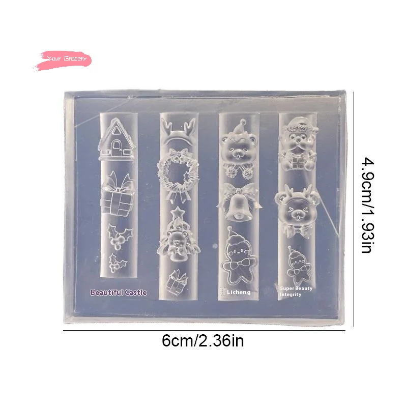 1 個のシリコーン 3D ネイルアートモールドクリスマステーマ雪だるまクリスマスツリーサンタクロース DIY デザインマニキュアチャームネイルデコレーション用