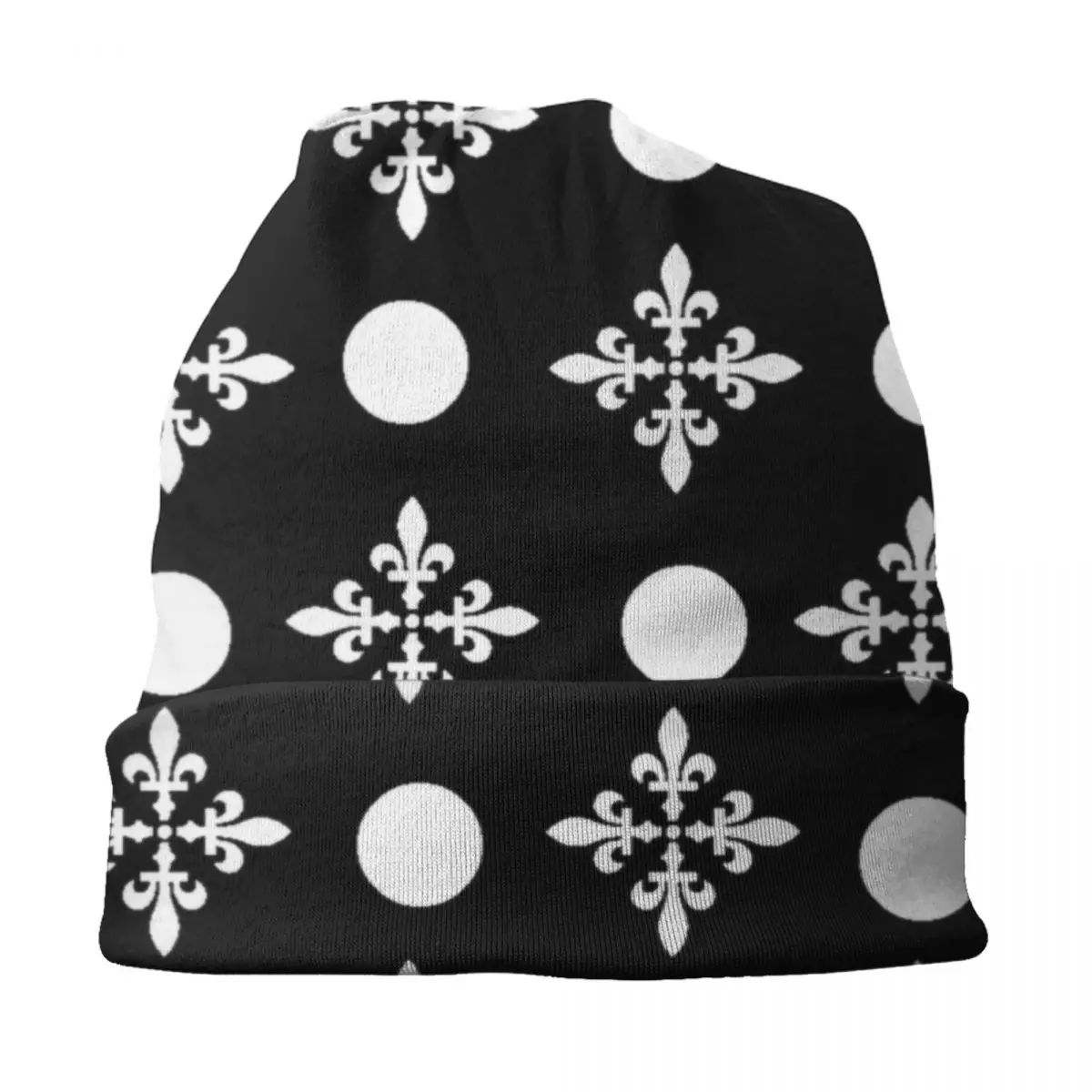 Fleur-De-Lys Lily Floral Pattern Beanie Cap Unisex Warm Bonnet Homme Knitting Hats Cool Polka Dots Skullies Beanies Caps For