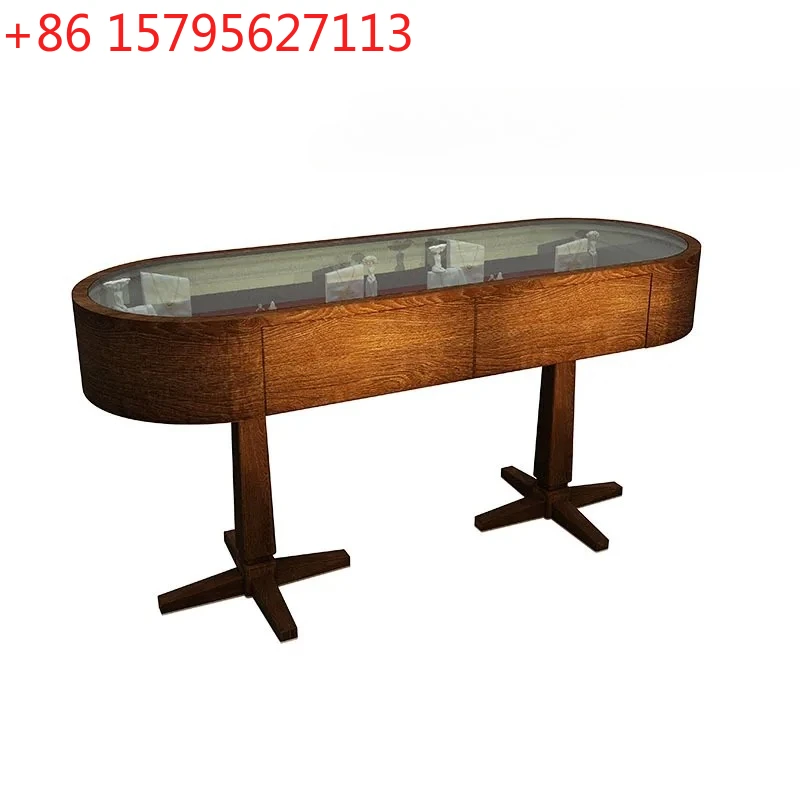 

Oval Multifunctional Jewelry Jewelry Store Nakajima Cabinet Movable Glass Display Solid Wood Counter