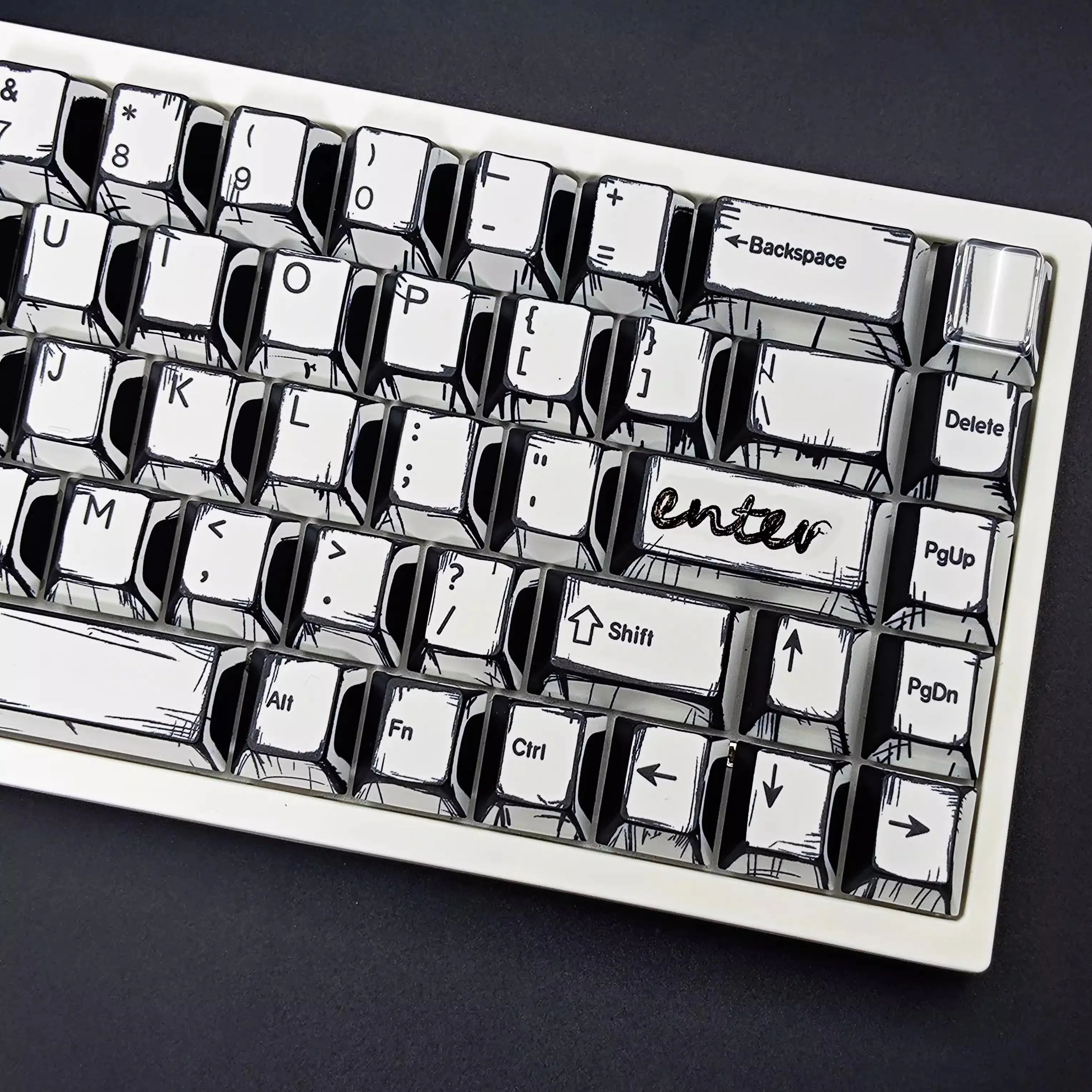 1 Set Aifei Caricature White Keycaps PBT Dye Subbed Key Caps Cherry Profile Keycap For MX Switch Keyboard Wooting 60 80 96 980