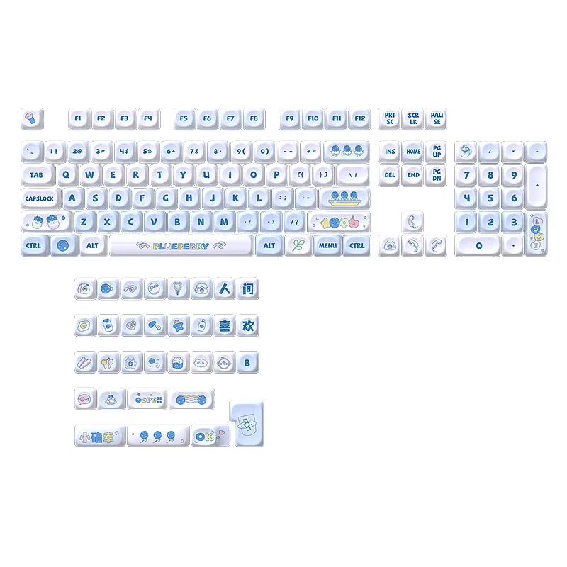 Elf Milkshake Keycaps Kleine volledige set PBT-materiaal Vijfzijdige warmtesublimatie 136 toetsen