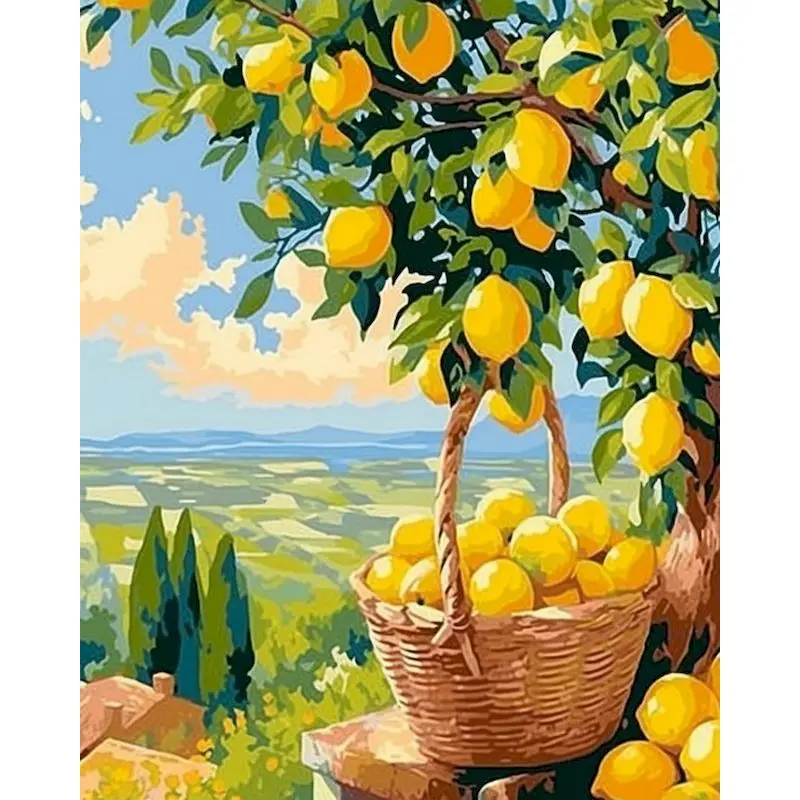 

GATYZTORY Oil Painting By Numbers Frame Canvas Painting Lemon Tree Number Painting Wall Decor Diy Gift Drawing By Number