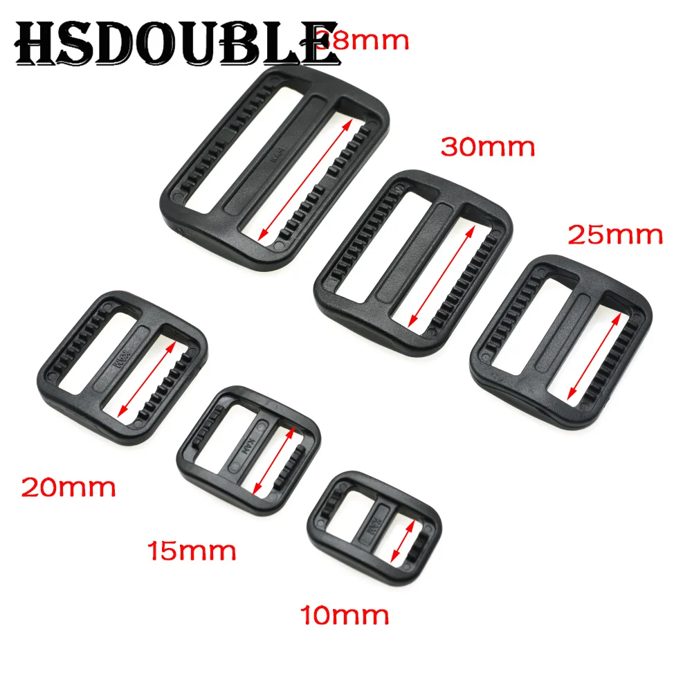 10 Pcs/PackPlastic Slider Tri Glide Adjust Buckles Wider Style Backpack Straps Webbing Black