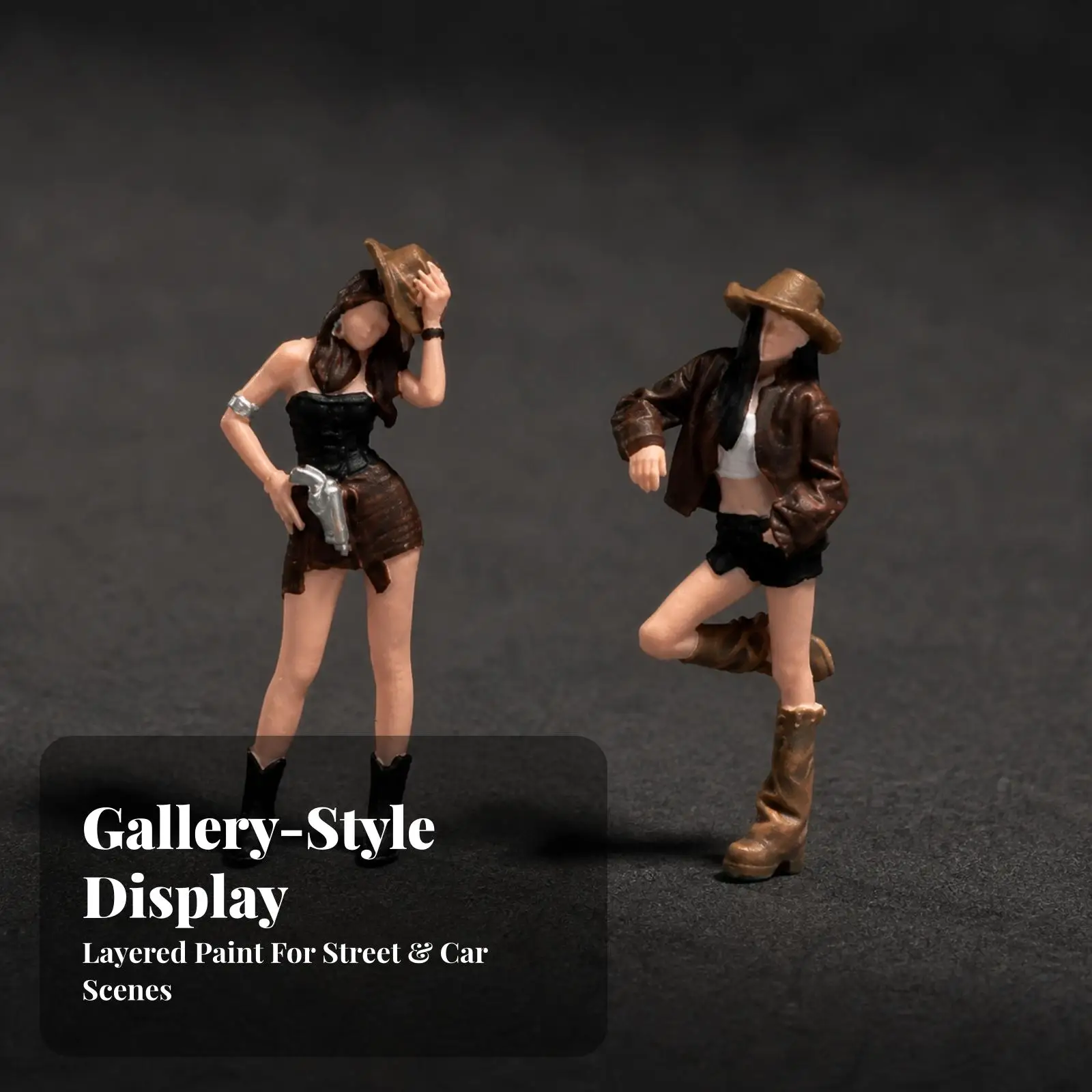 2 Pieces Cowgirl Figure Western Figurine Rustic for Dioramas, Collectors