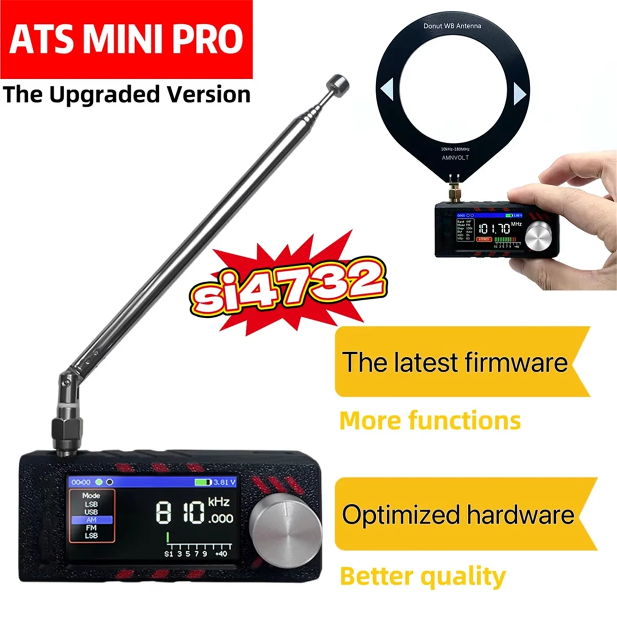 

Y31A Upgraded 0.5-108Mhz Version ATS MINI PRO SI4732 Full Band Radio, Pocket Receiver, FM AM MW SW SSB, V1.01 ESP32-S3 B