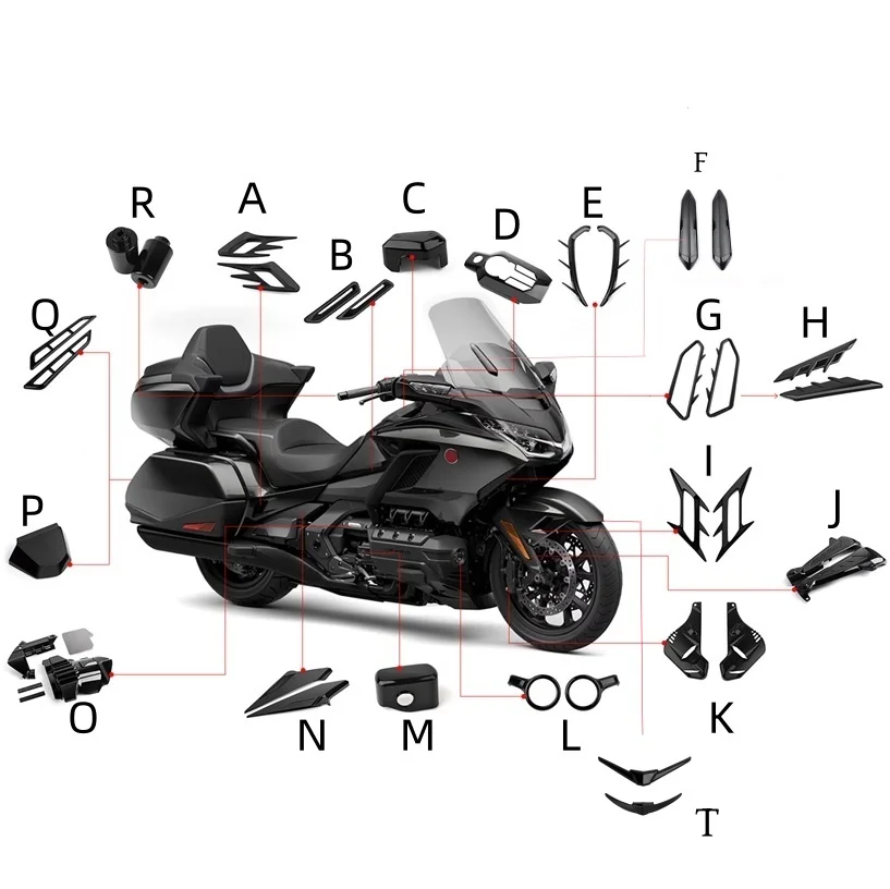 PANICAL Motorcycle Accessories Front Rear Black Trim Decorative Parts Kit For Honda Gold Wing 1800 F6B GL1800 2018 -2026