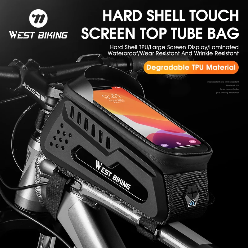 

WEST BIKING Bicycle Bag Waterproof Cycling Top Front Tube Frame Bag Large Capacity MTB Road Bicycle Pannier Bike Accessories